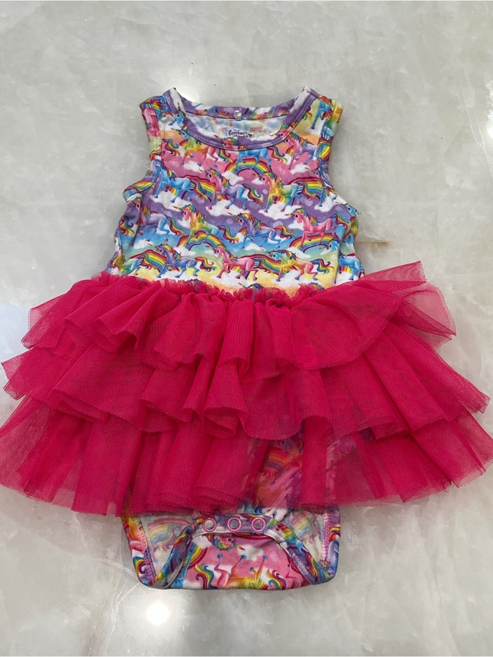 Lisa Frank Posh Peanut Unicorn Rainbow Tutu Baby Dress - Bright Pink Tulle